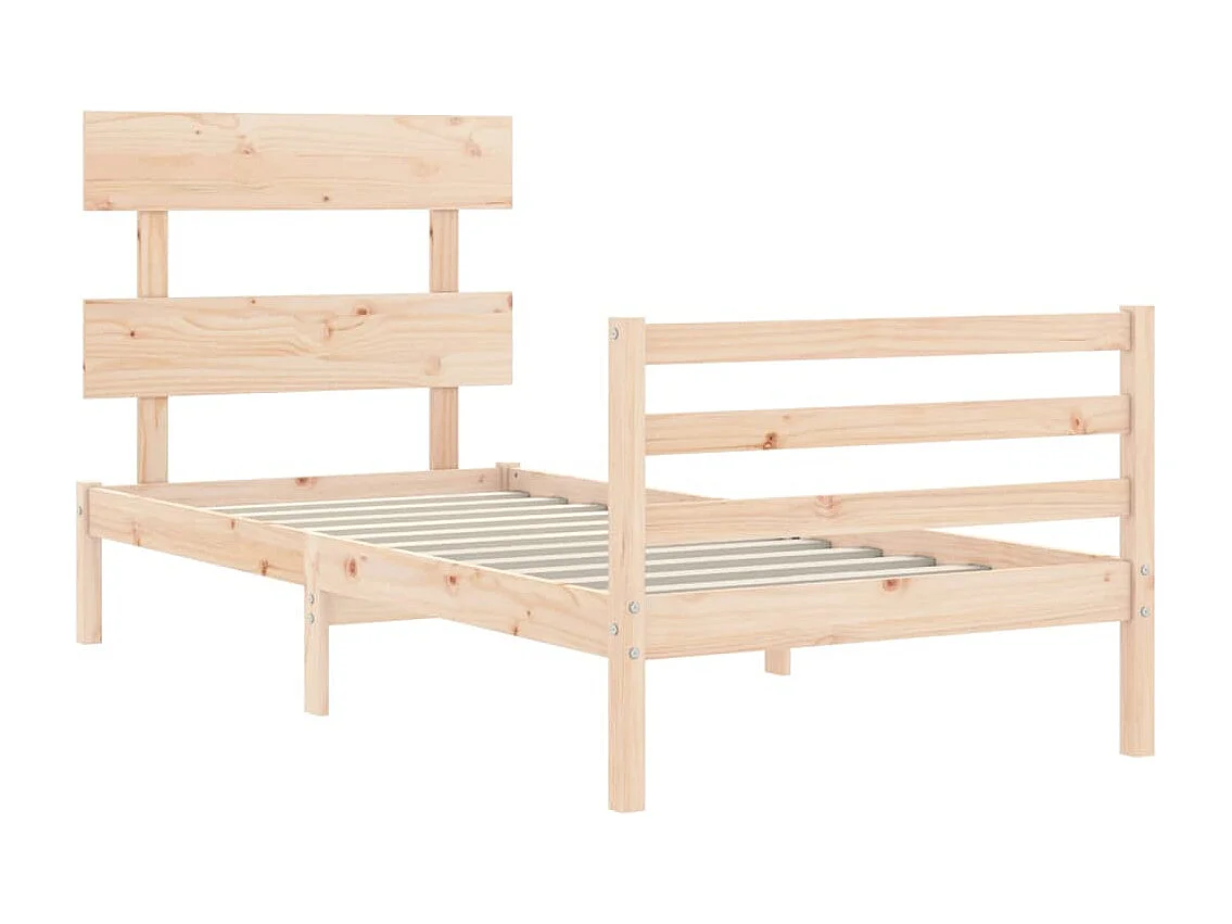 Cadre de lit avec tête de lit 90x200 bois massif