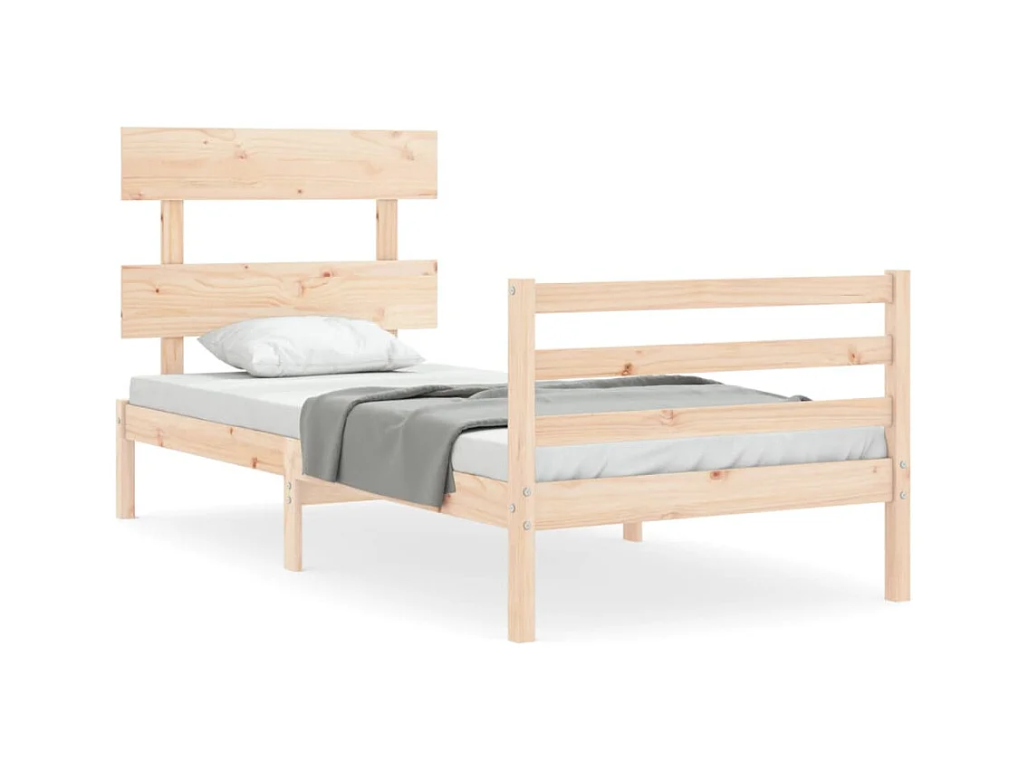 Cadre de lit avec tête de lit 90x200 bois massif