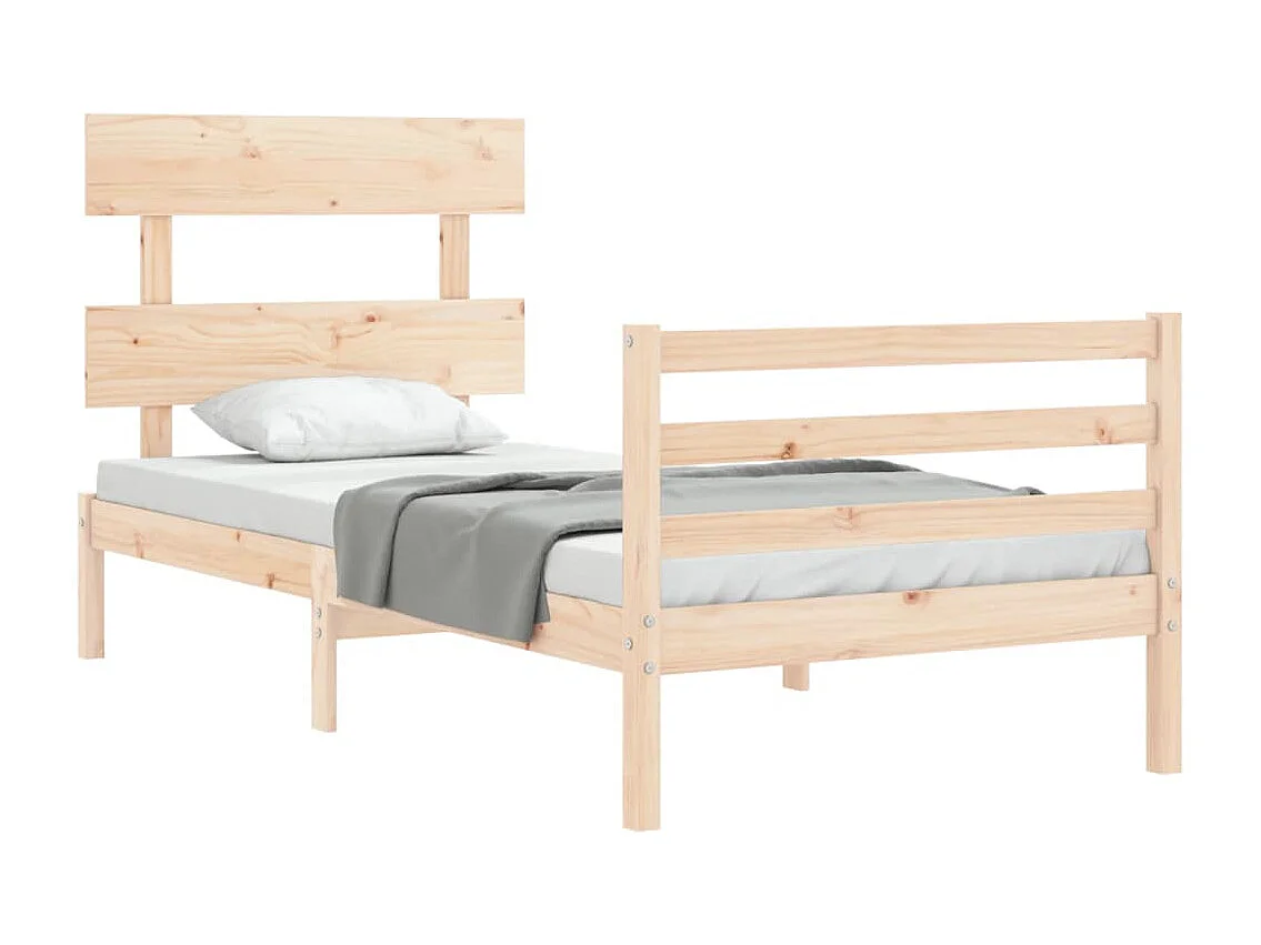 Cadre de lit avec tête de lit 90x200 bois massif