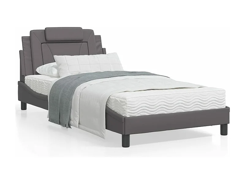 Cadre de lit avec lumières LED gris 100x200 similicuir