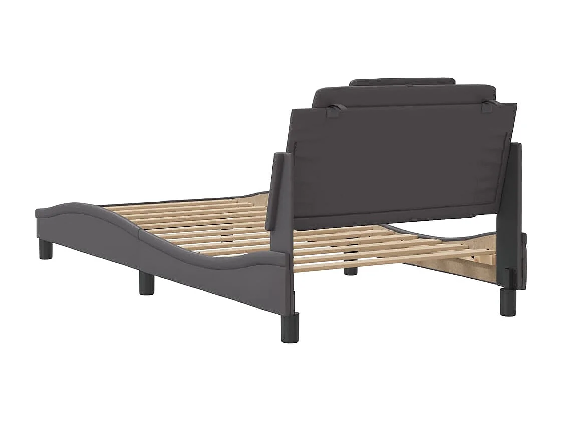 Cadre de lit avec lumières LED gris 100x200 similicuir