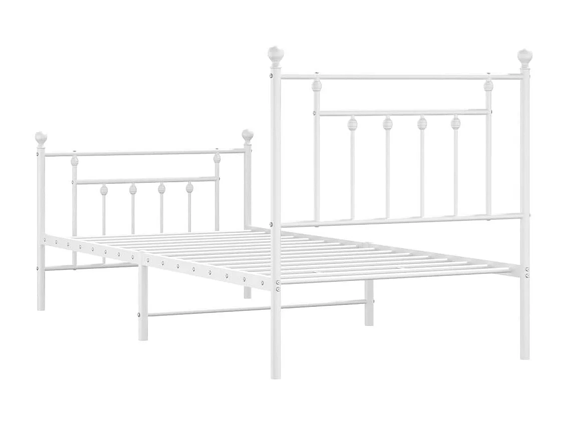 Cadre de lit métal avec tête de lit-pied de lit blanc 90x200