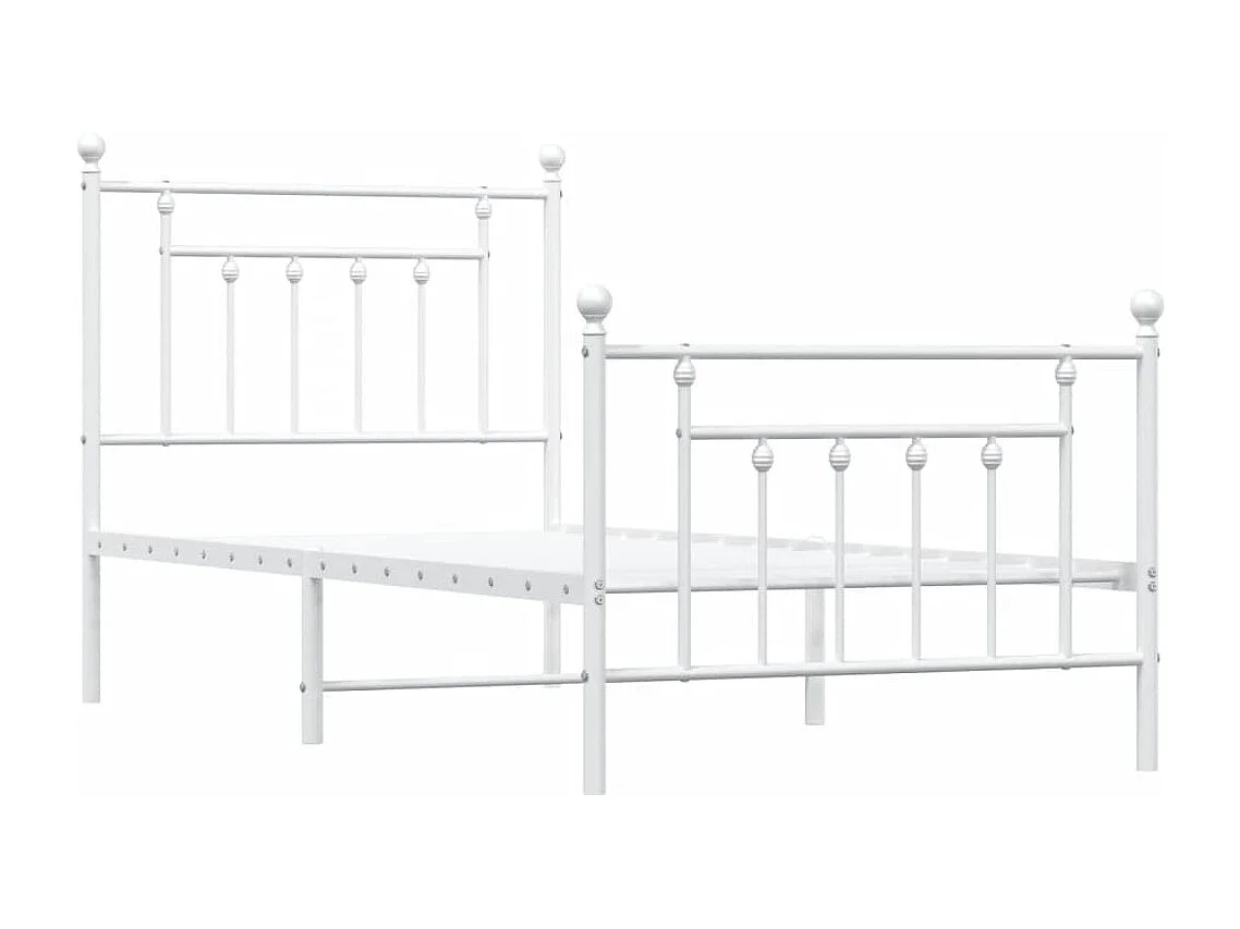 Cadre de lit métal avec tête de lit-pied de lit blanc 90x200