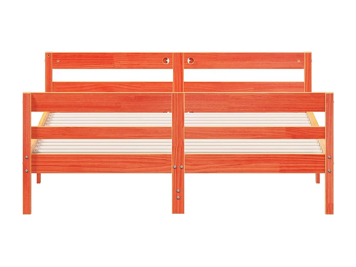 Cadre de lit et tête de lit cire marron 120x200 bois de pin