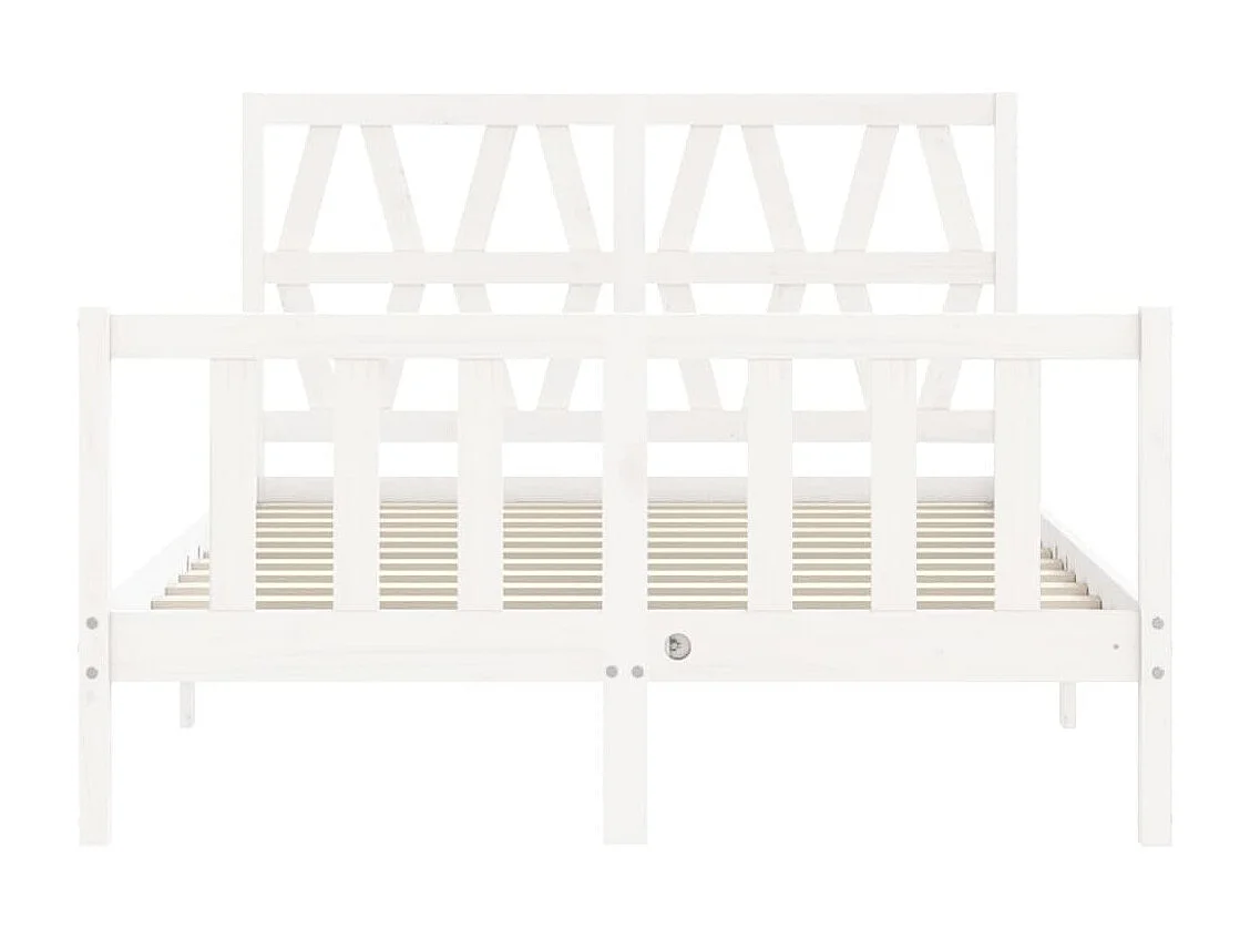 Cadre de lit avec tête de lit blanc 120x200 bois massif