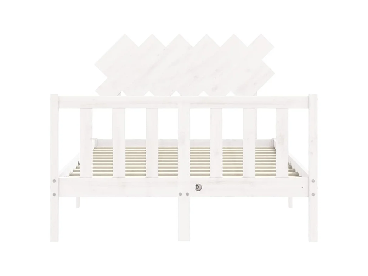 Cadre de lit avec tête de lit blanc double bois massif