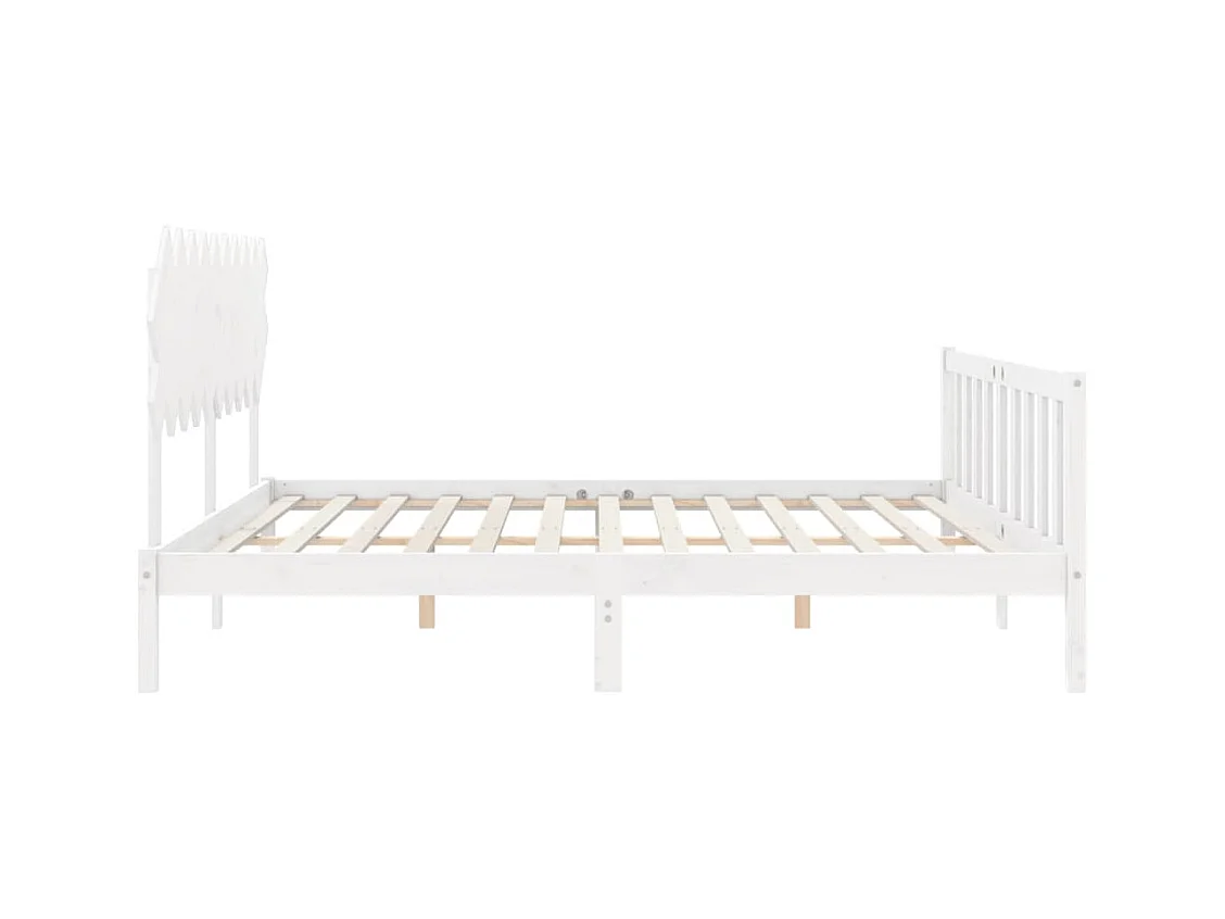 Cadre de lit avec tête de lit blanc double bois massif