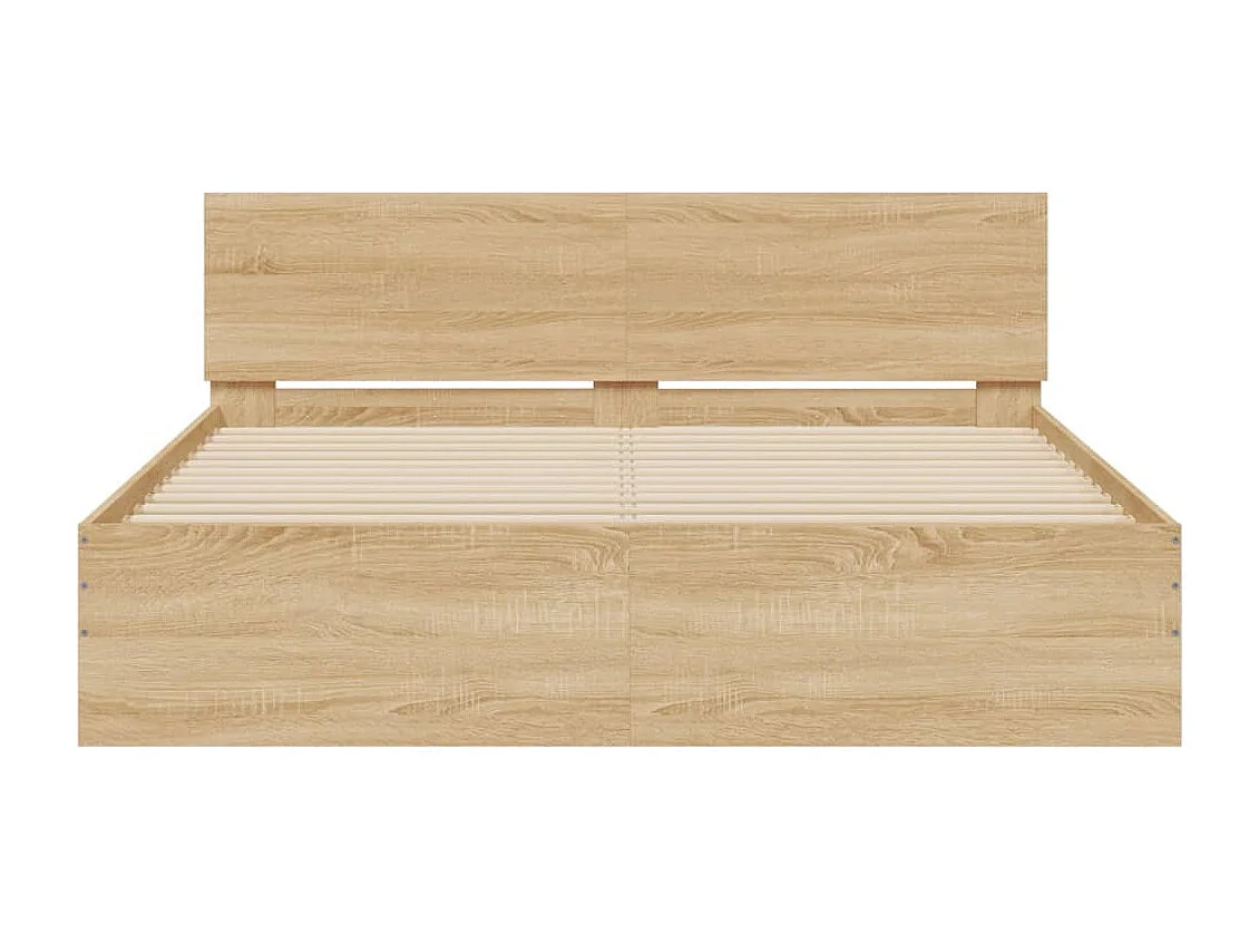 Cadre de lit avec tête de lit et LED chêne sonoma 150x200