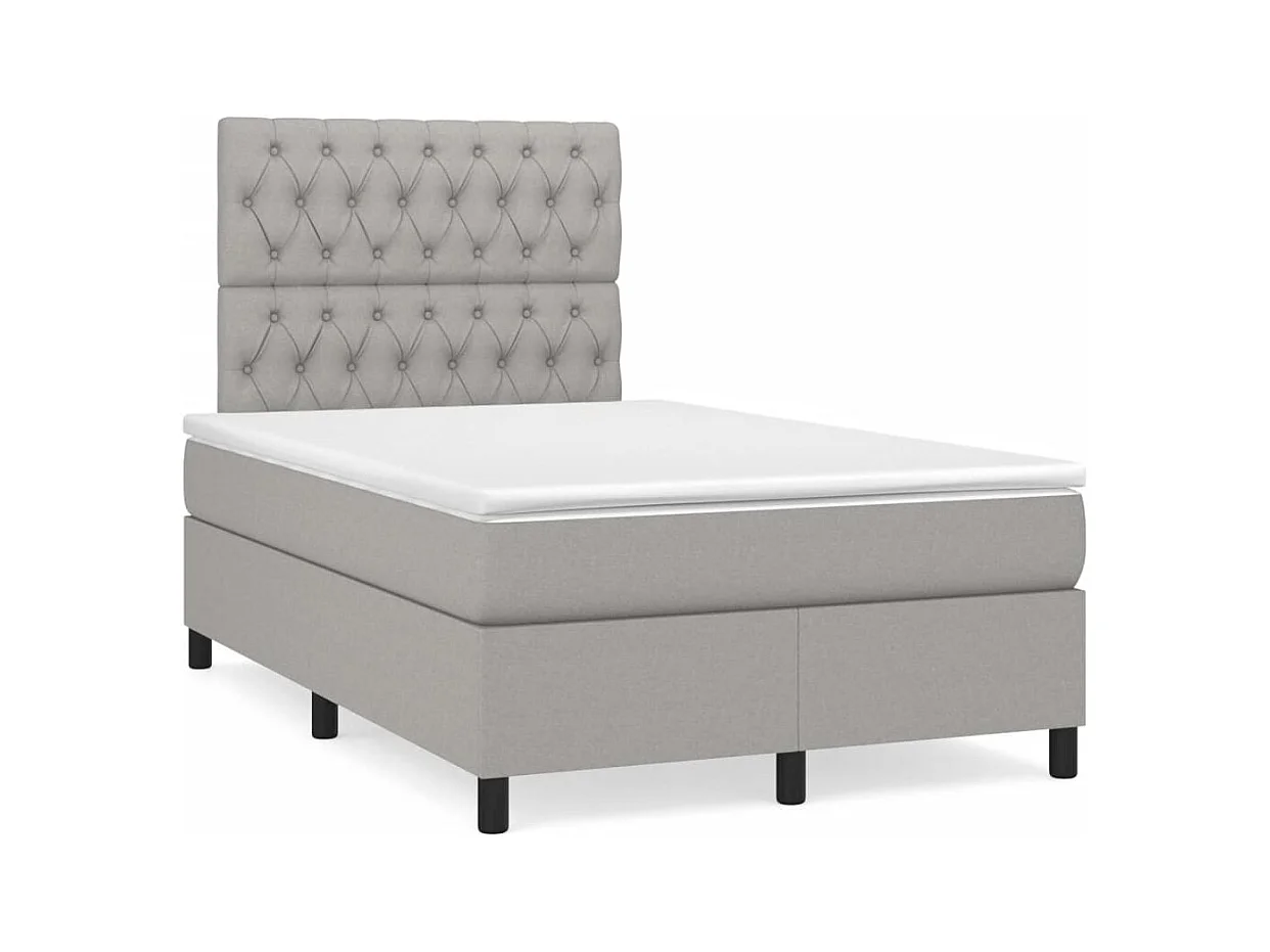 Sommier à lattes de lit et matelas gris clair 120x190 tissu