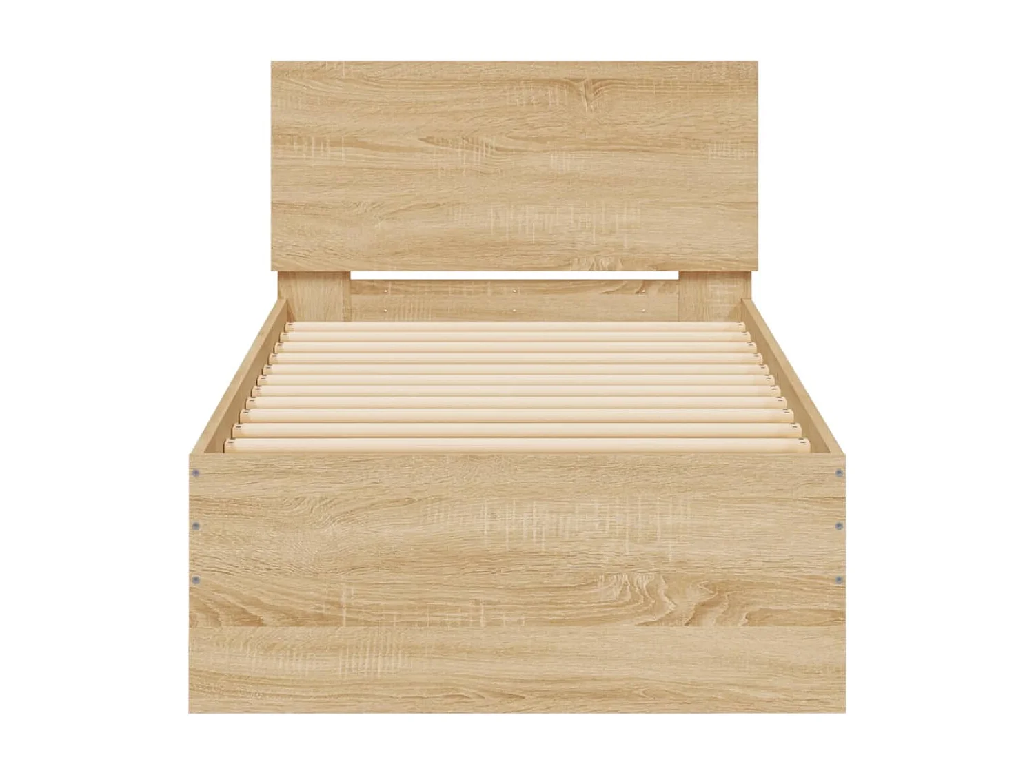 Cadre de lit tête de lit et lumières LED chêne sonoma 90x190