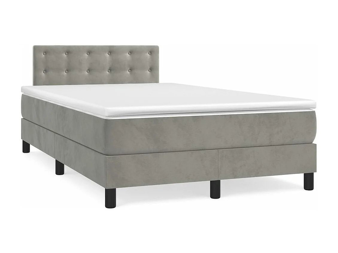 Sommier à lattes de lit et matelas gris clair 120x190 velours