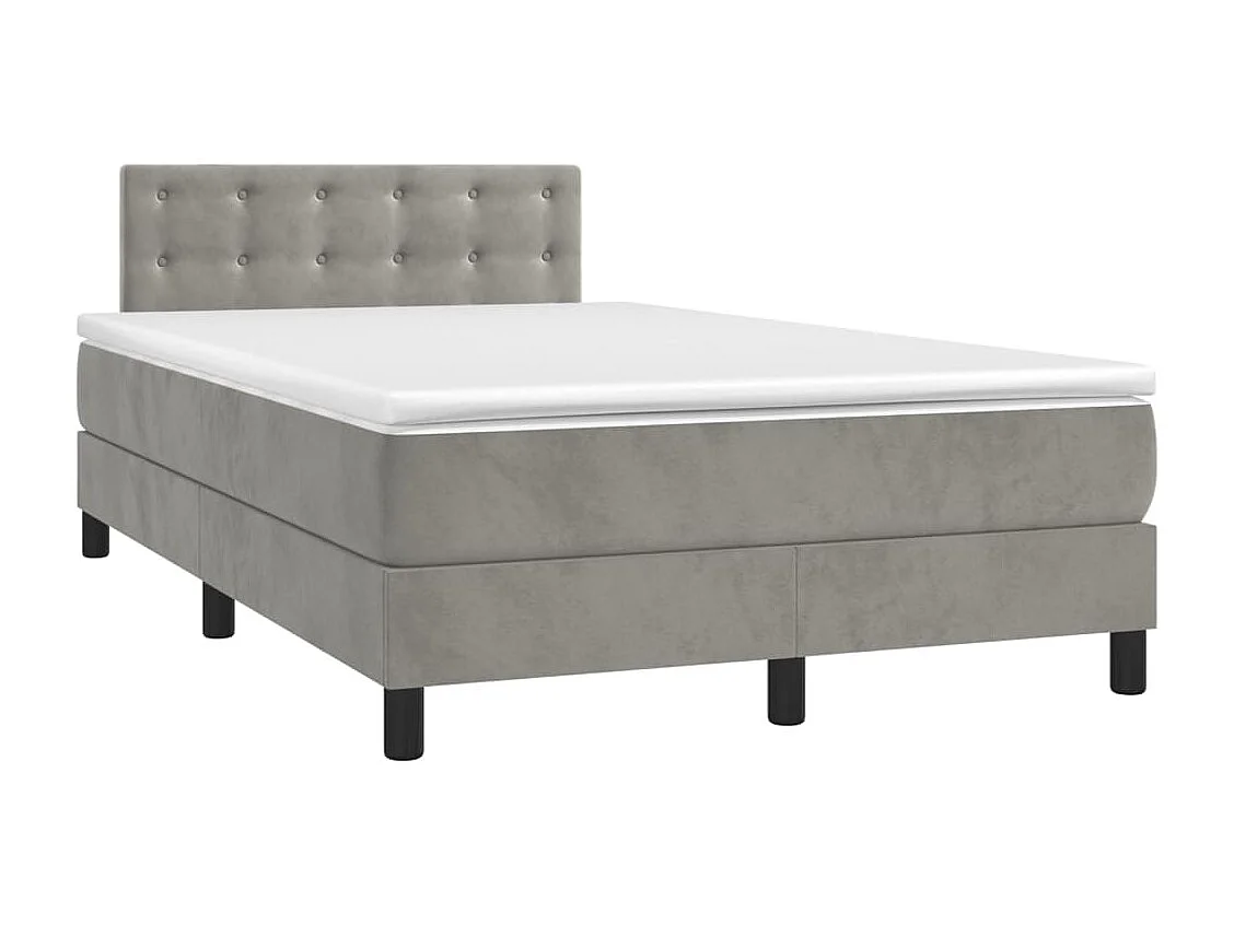 Sommier à lattes de lit et matelas gris clair 120x190 velours
