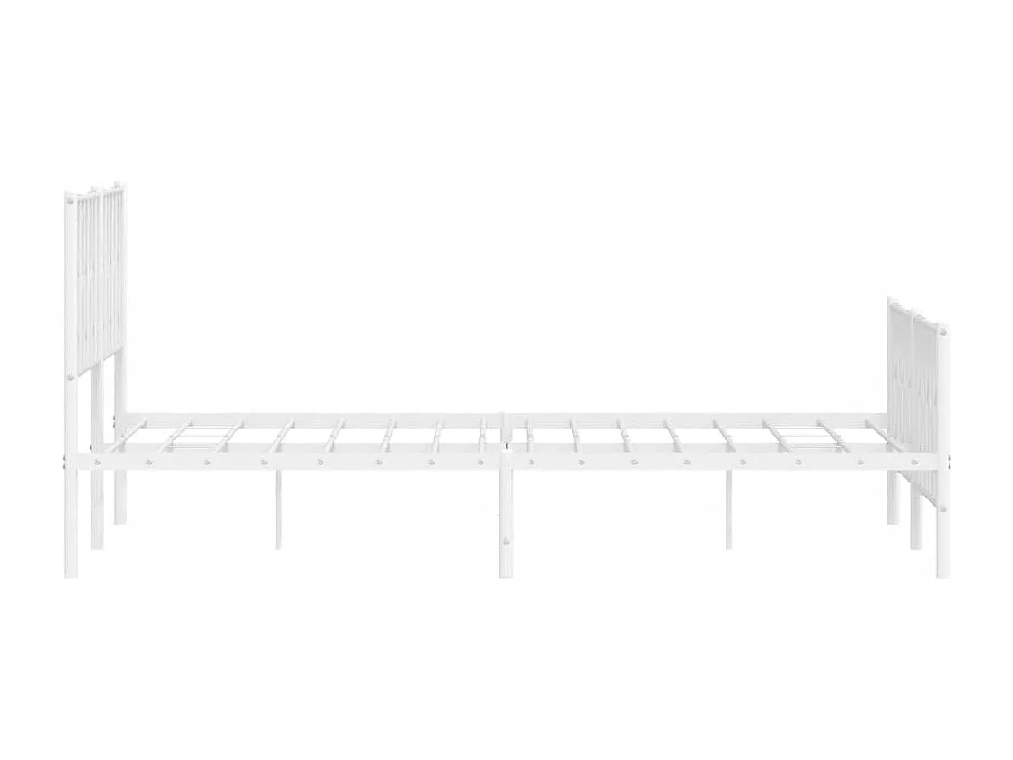 Cadre de lit métal avec tête de lit-pied de lit blanc 160x200