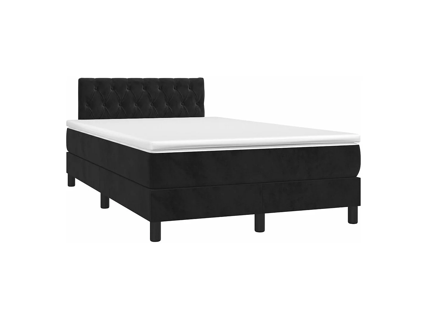 Sommier à lattes de lit et matelas LED noir 120x190 velours