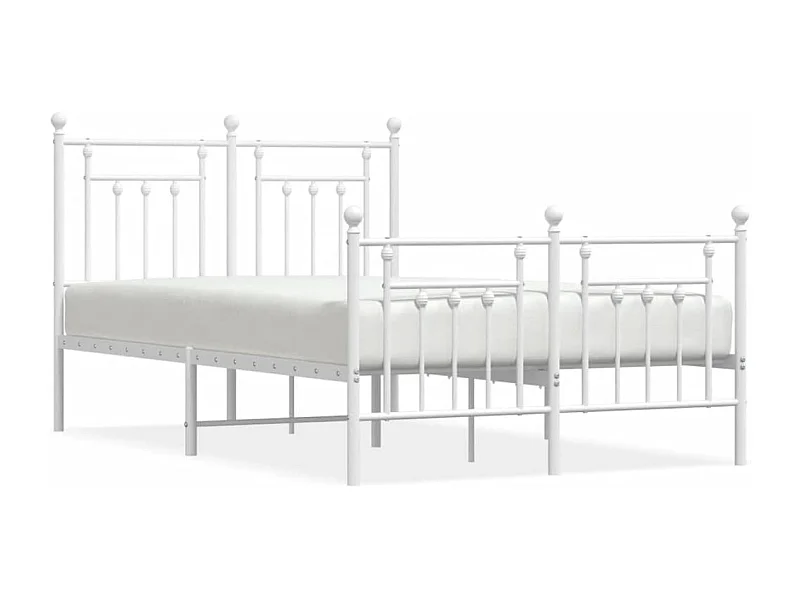 Cadre de lit métal avec tête de lit-pied de lit blanc 120x200