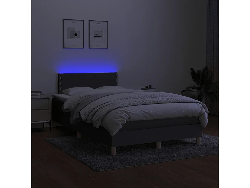 Sommier à lattes de lit matelas LED gris foncé 120x190 tissu