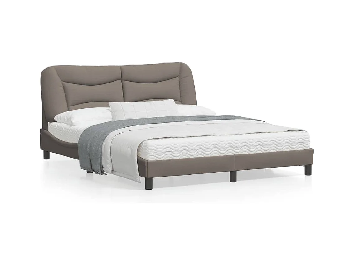 Cadre de lit avec lumières LED taupe 160x200 tissu