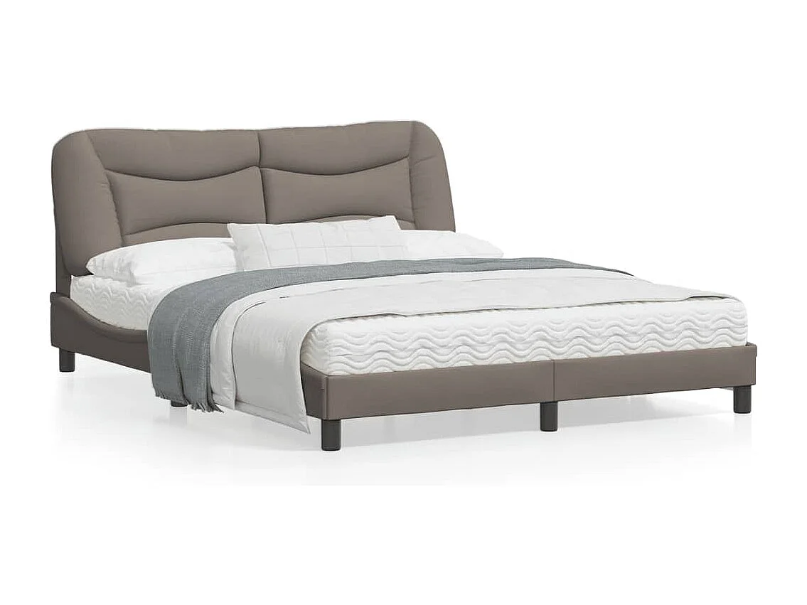 Cadre de lit avec lumières LED taupe 160x200 tissu