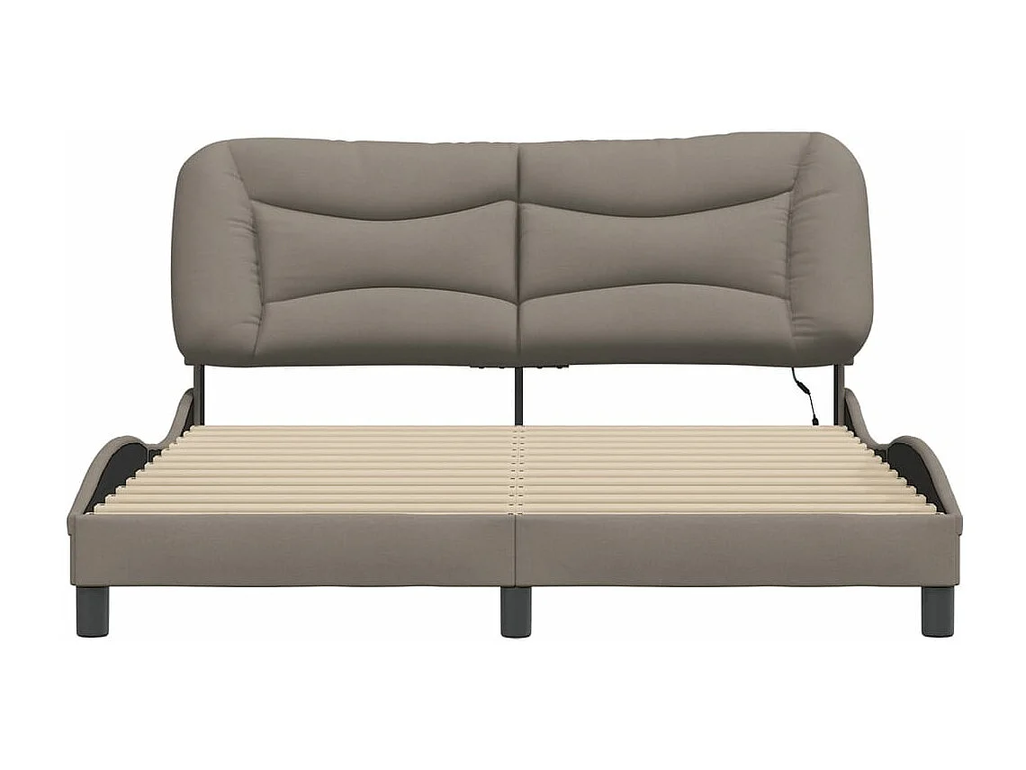 Cadre de lit avec lumières LED taupe 160x200 tissu