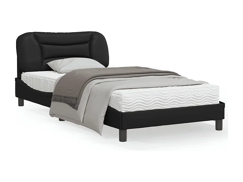 Cadre de lit avec lumières LED noir 100x200 similicuir