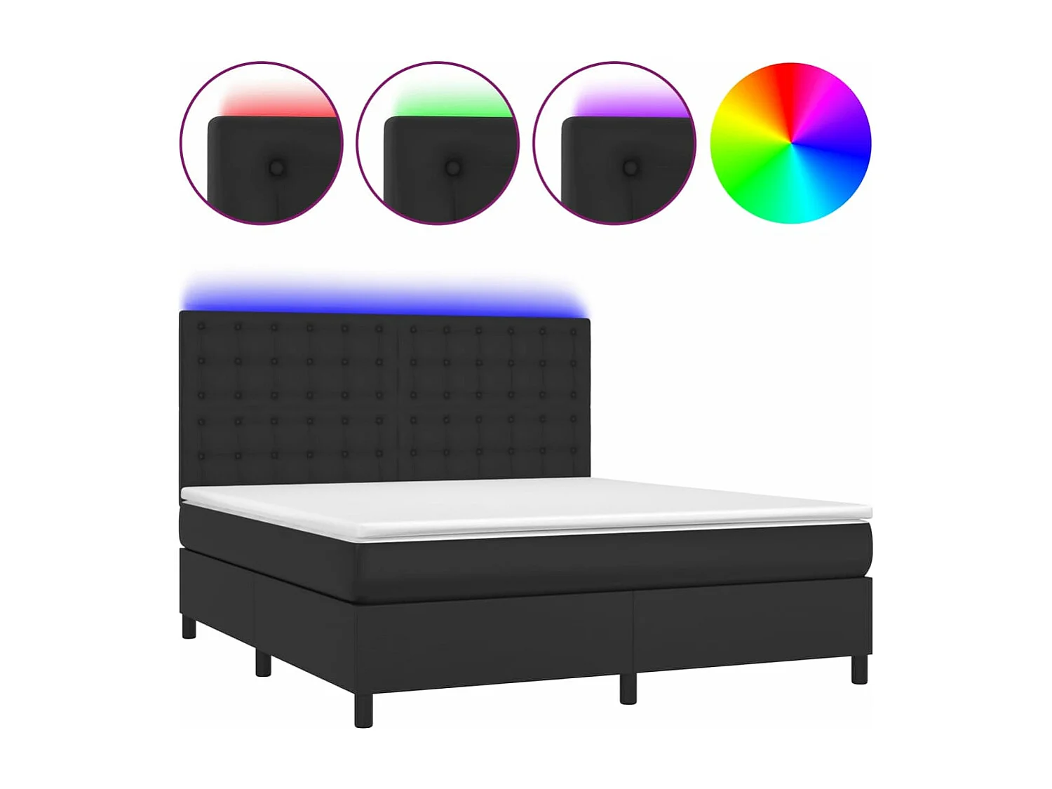 Sommier à lattes de lit avec matelas et LED Noir 160x200