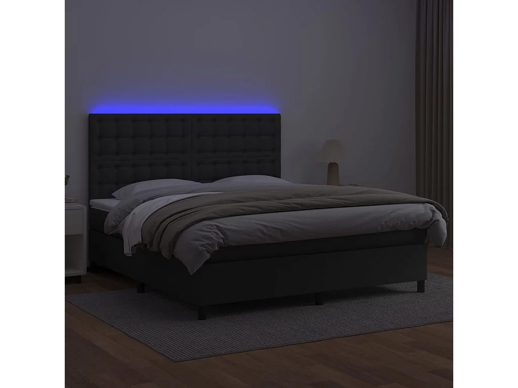 Sommier à lattes de lit avec matelas et LED Noir 160x200