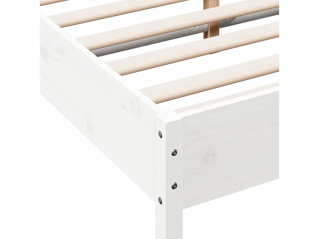Cadre de lit blanc 140x200 bois de pin massif