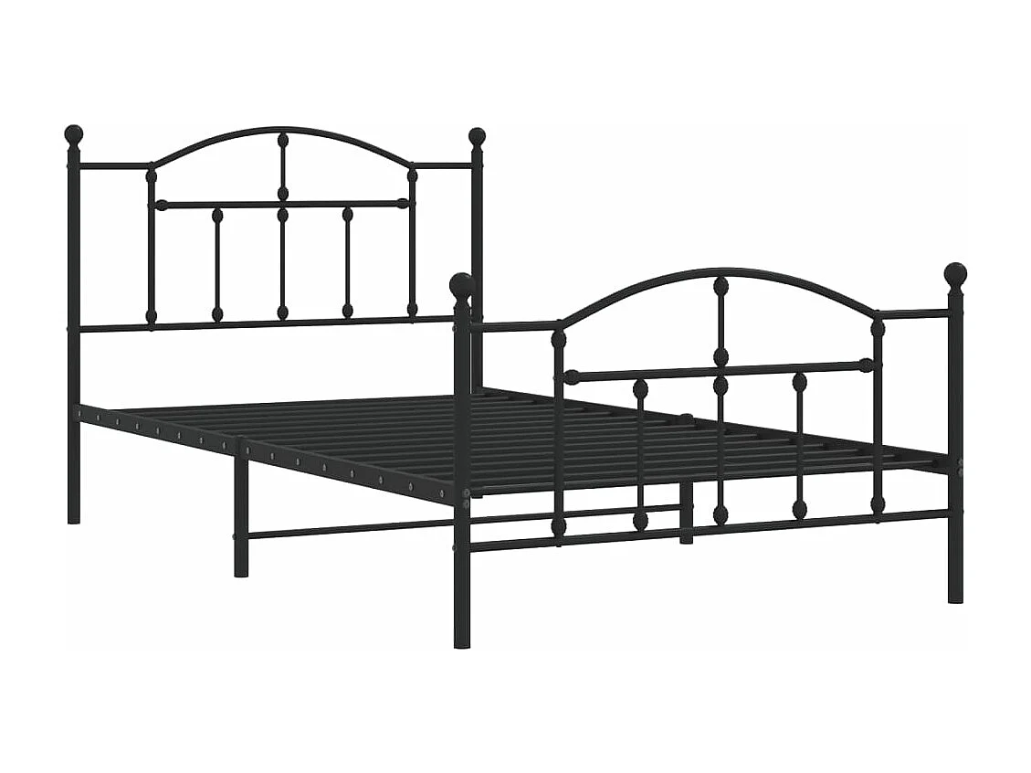 Cadre de lit métal avec tête de lit-pied de lit noir 100x200