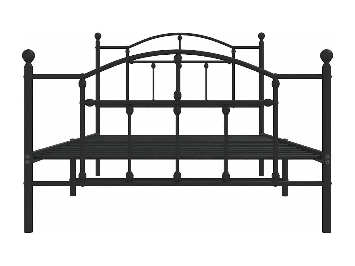 Cadre de lit métal avec tête de lit-pied de lit noir 100x200