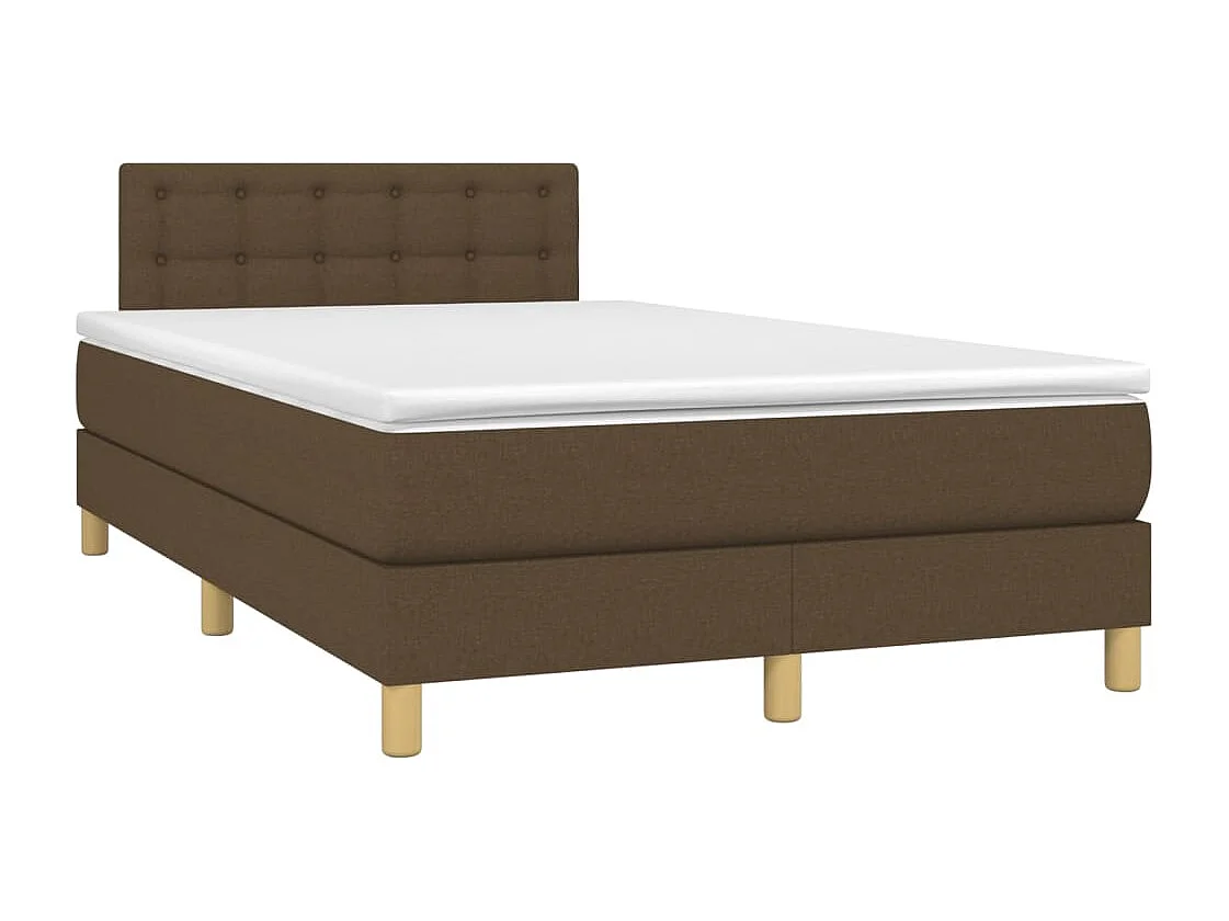Sommier à lattes de lit matelas et LED marron foncé 120x190