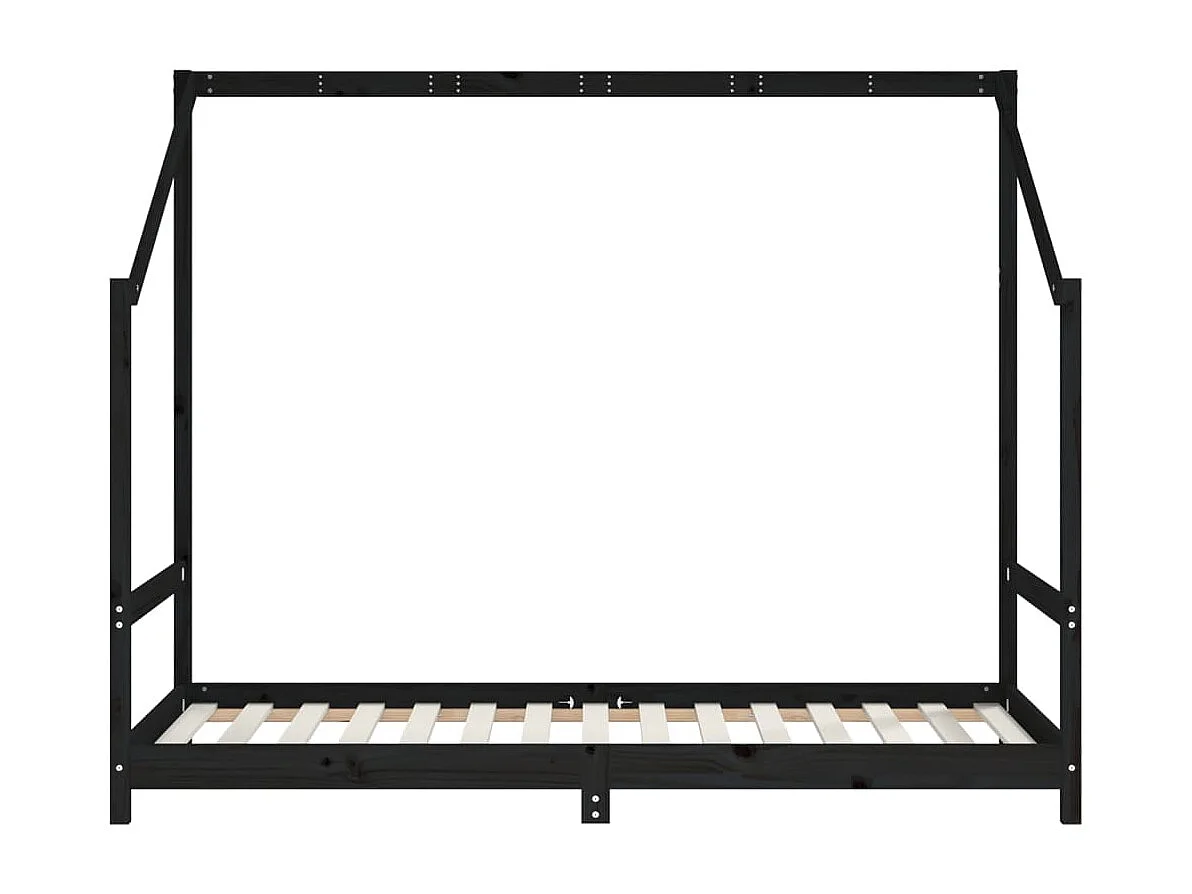 Cadre de lit pour enfants noir 2x(90x190) cm bois de pin massif