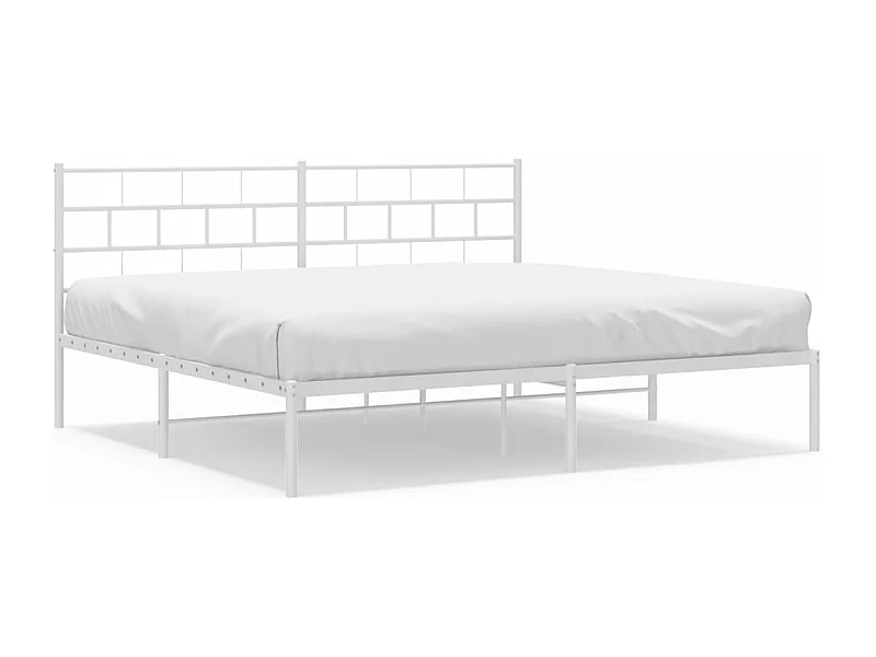 Cadre de lit métal avec tête de lit blanc 183x213