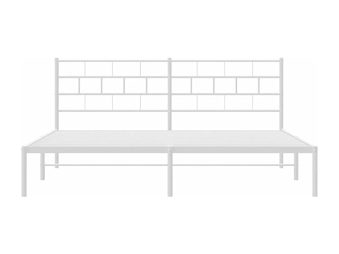 Cadre de lit métal avec tête de lit blanc 183x213