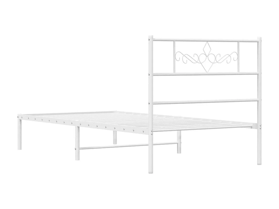Cadre de lit métal avec tête de lit blanc 80x200
