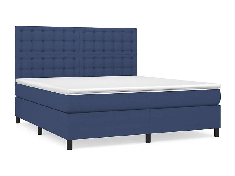 Lit à sommier tapissier avec matelas Bleu 160x200 Tissu 3