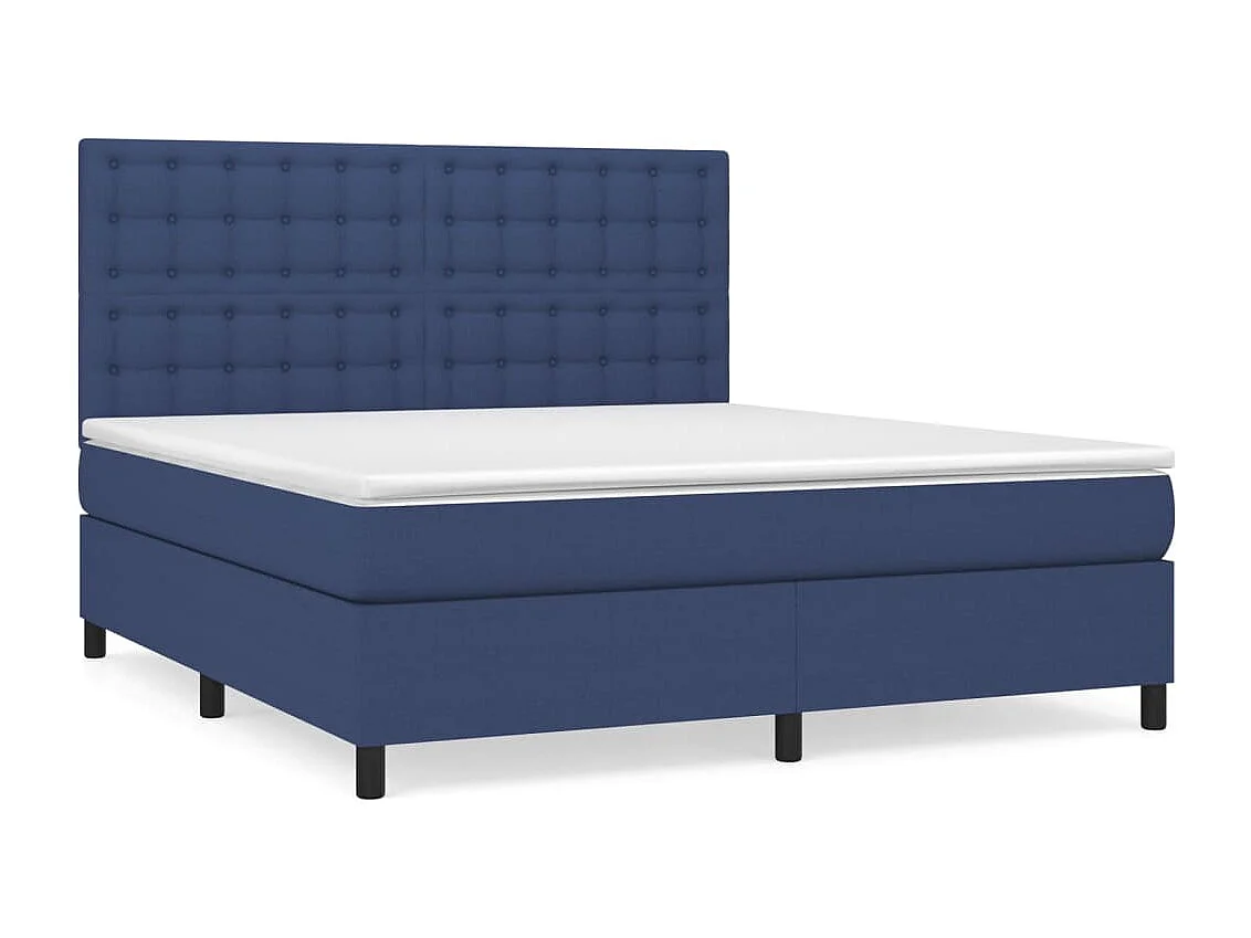 Lit à sommier tapissier avec matelas Bleu 160x200 Tissu 3