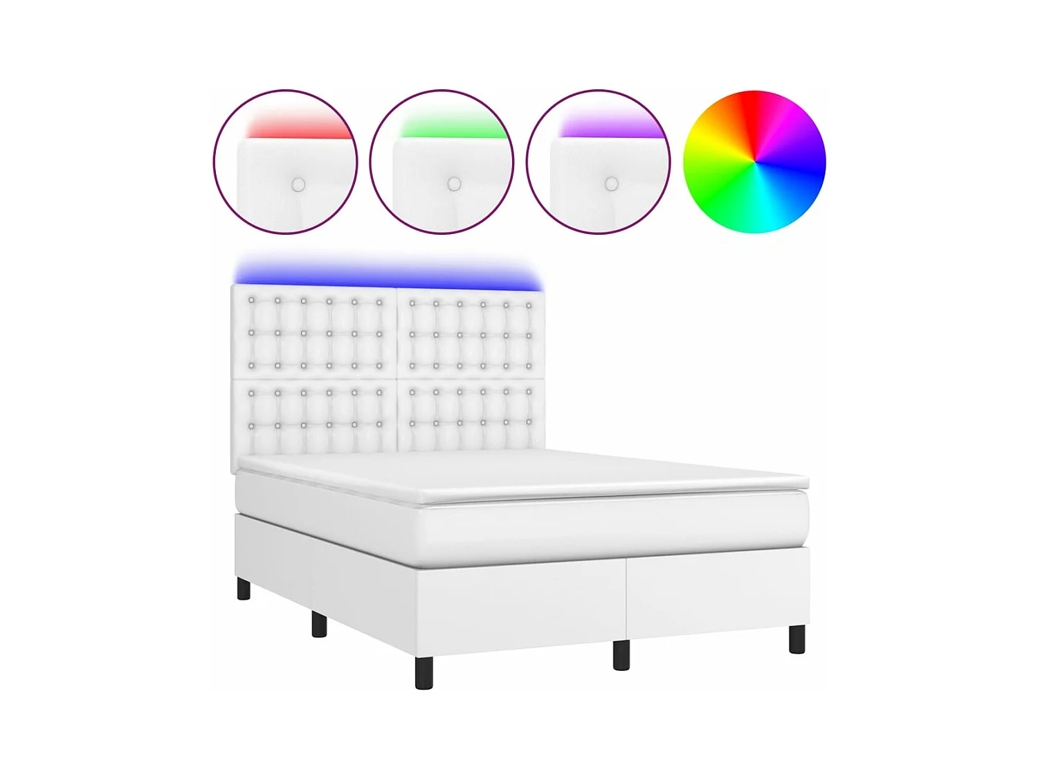 Sommier à lattes de lit avec matelas et LED Blanc 140x200