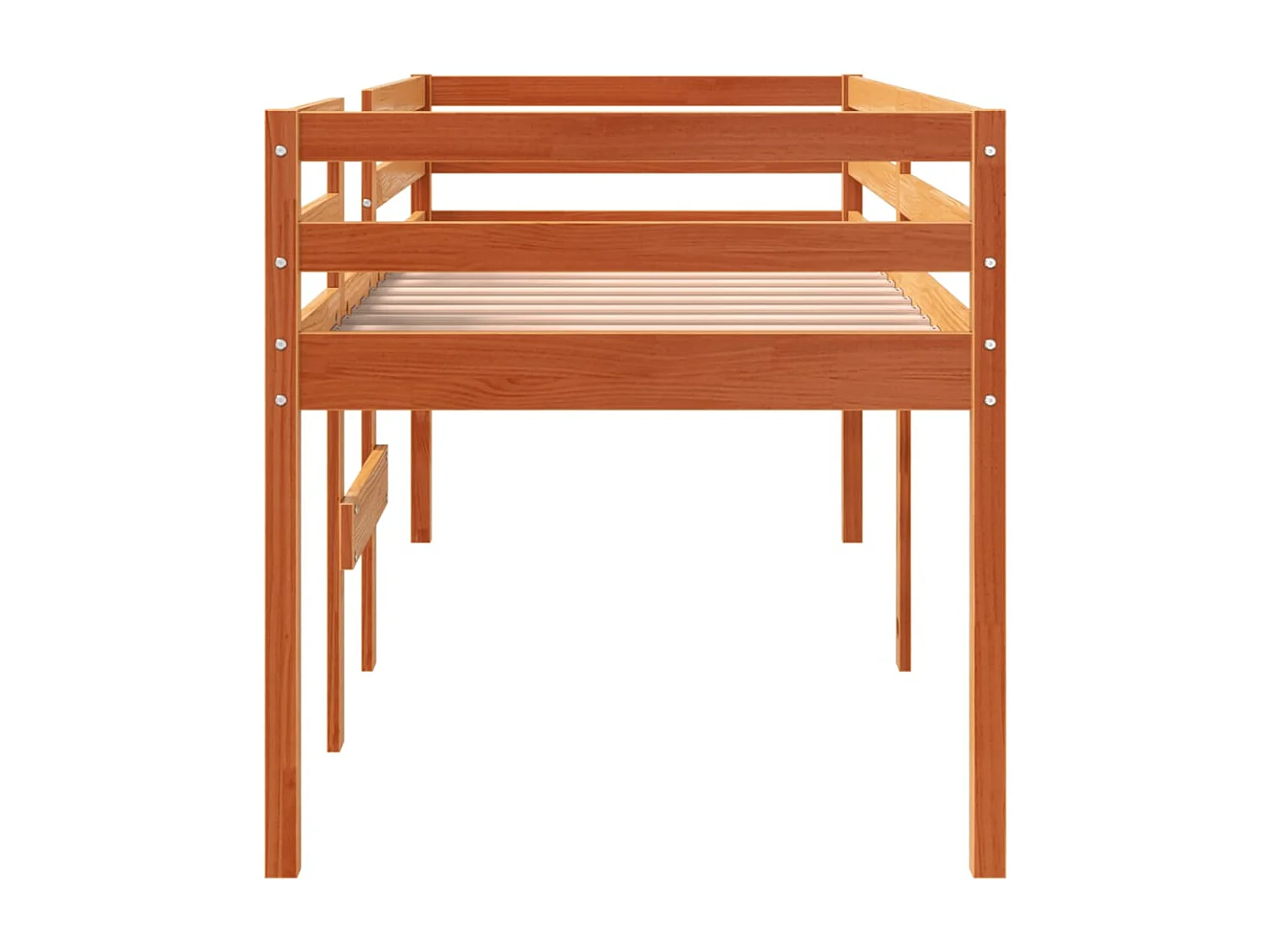 Lit haut marron 90x200 bois de pin massif