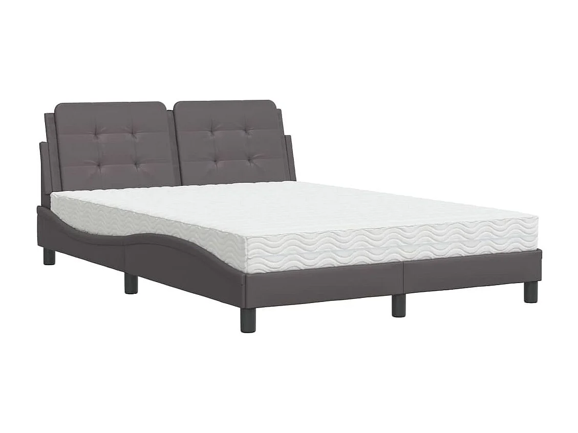 Lit avec matelas gris 140x190 similicuir