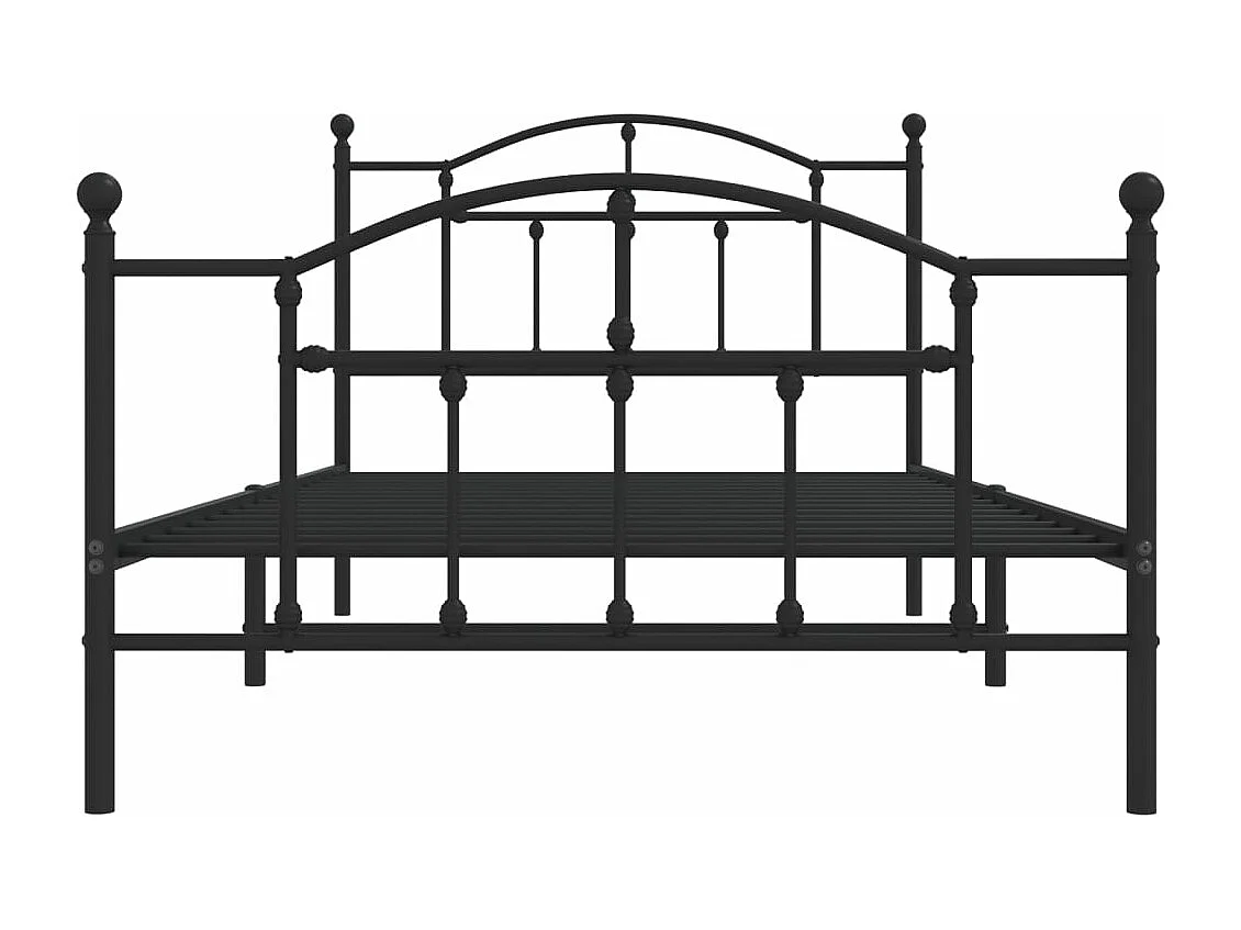 Cadre de lit métal avec tête de lit-pied de lit noir 107x203