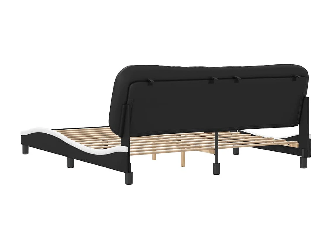 Bedframe met hoofdbord kunstleer zwart en wit 180x200 cm