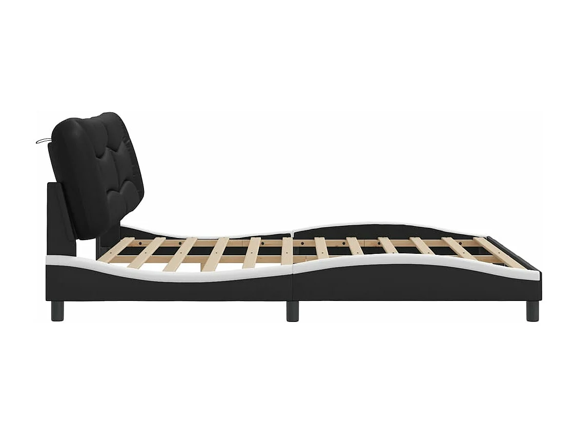 Bedframe met hoofdbord kunstleer zwart en wit 180x200 cm