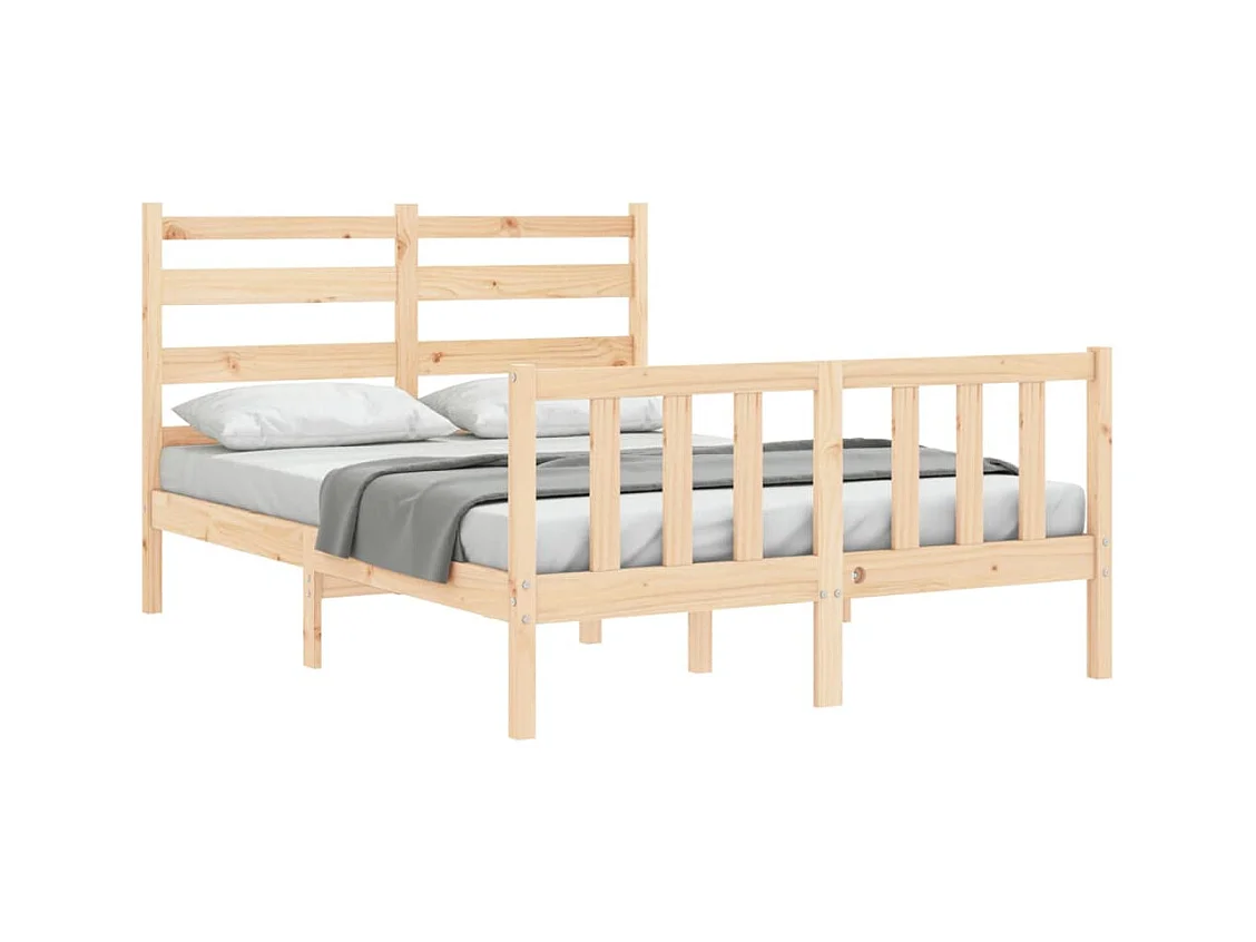 Bedframe met hoofdbord massief hout 140x190 cm