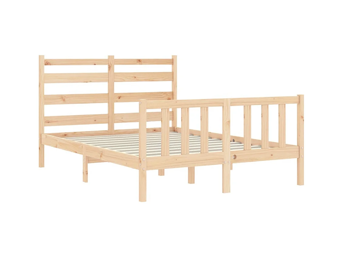Bedframe met hoofdbord massief hout 140x190 cm