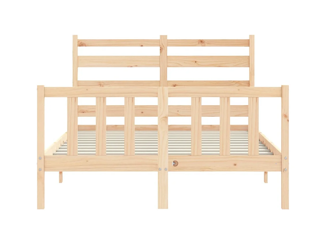 Bedframe met hoofdbord massief hout 140x190 cm