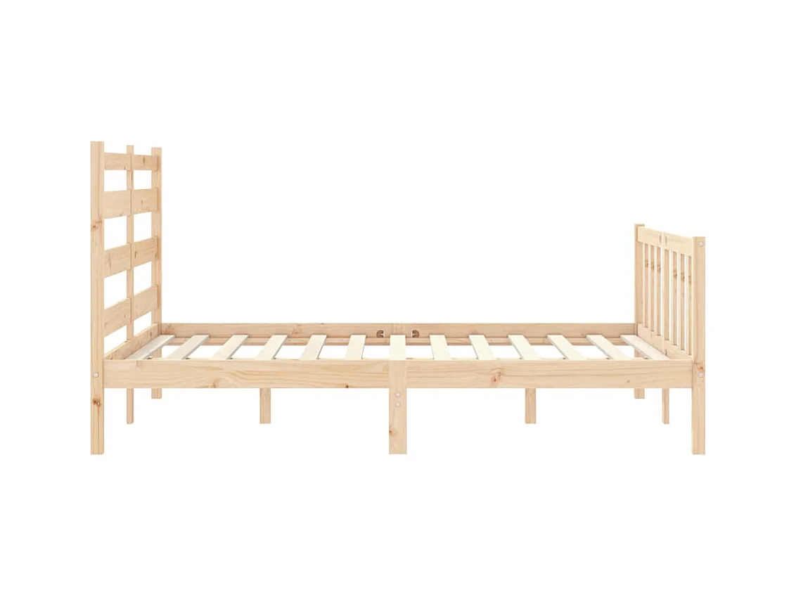 Bedframe met hoofdbord massief hout 140x190 cm