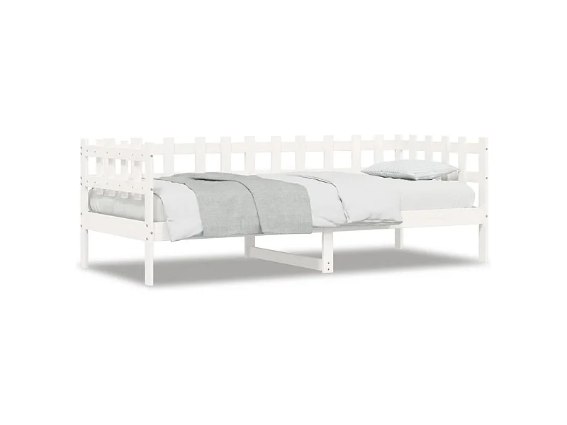 Lit de jour Blanc 90x190 Bois de pin massif