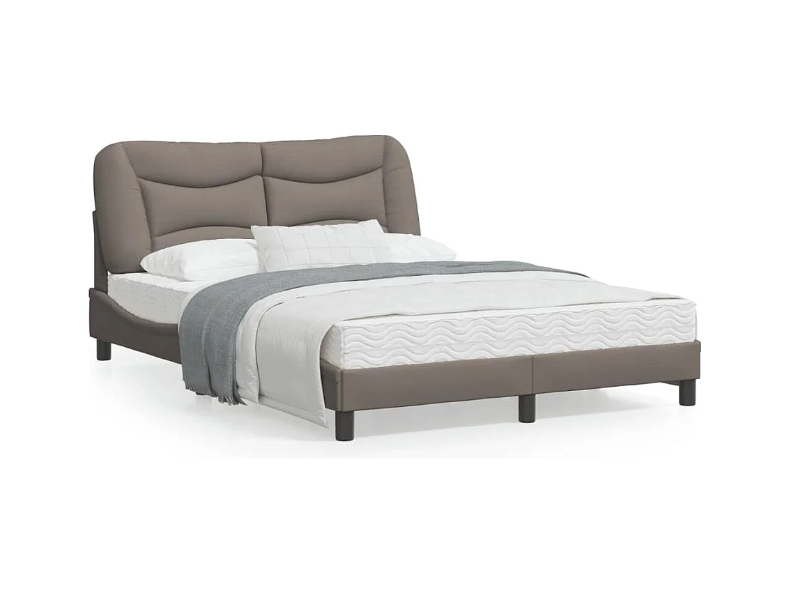 Cadre de lit avec tête de lit Taupe 140x190 Tissu