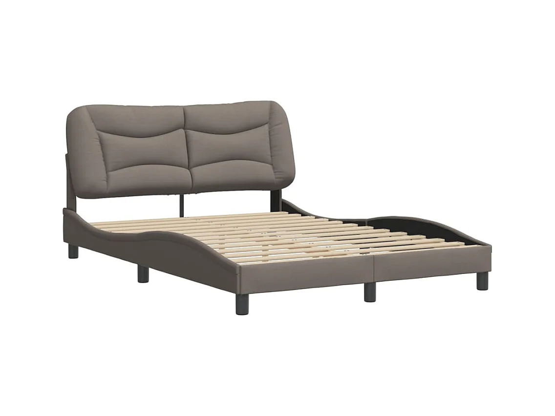 Cadre de lit avec tête de lit Taupe 140x190 Tissu