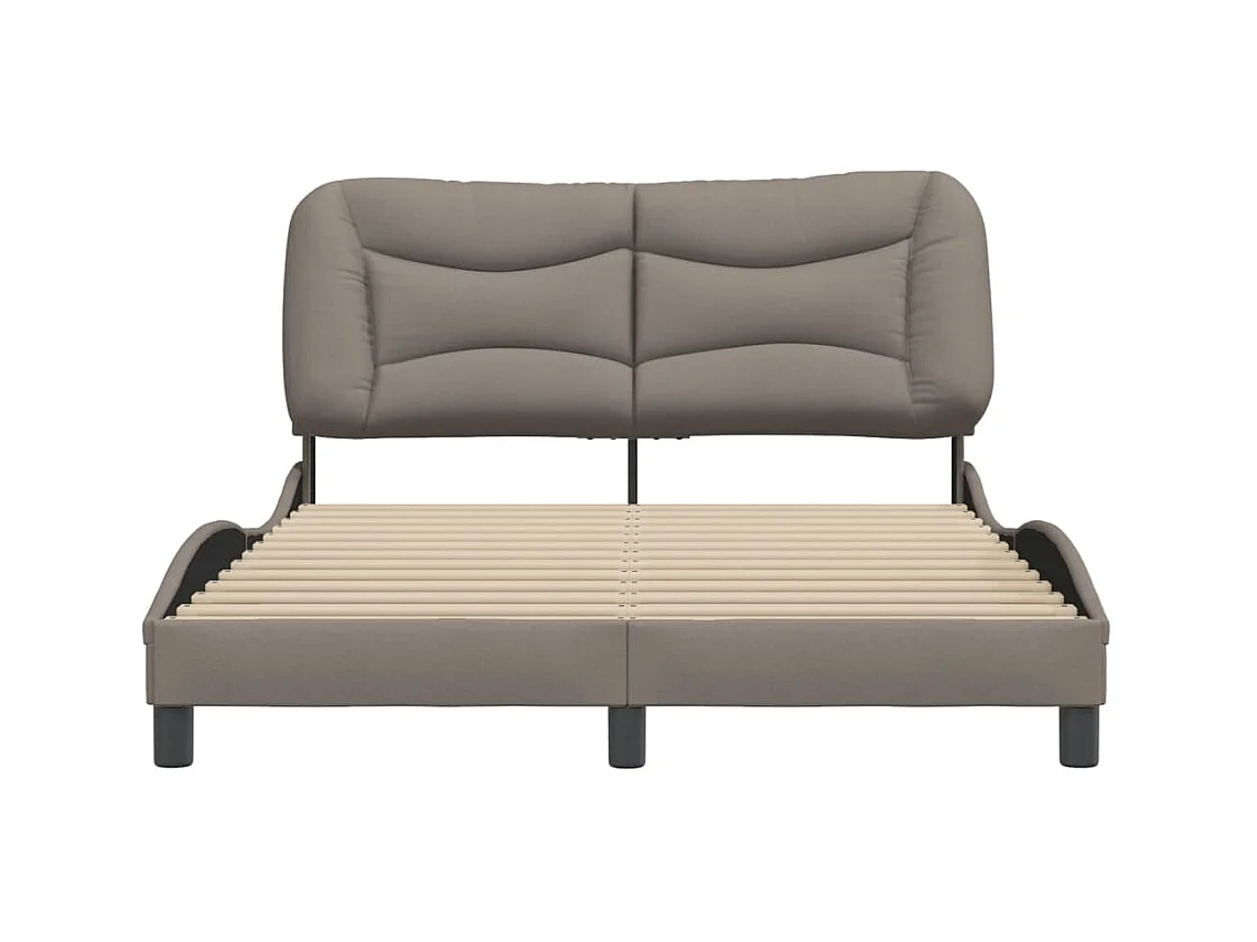Cadre de lit avec tête de lit Taupe 140x190 Tissu